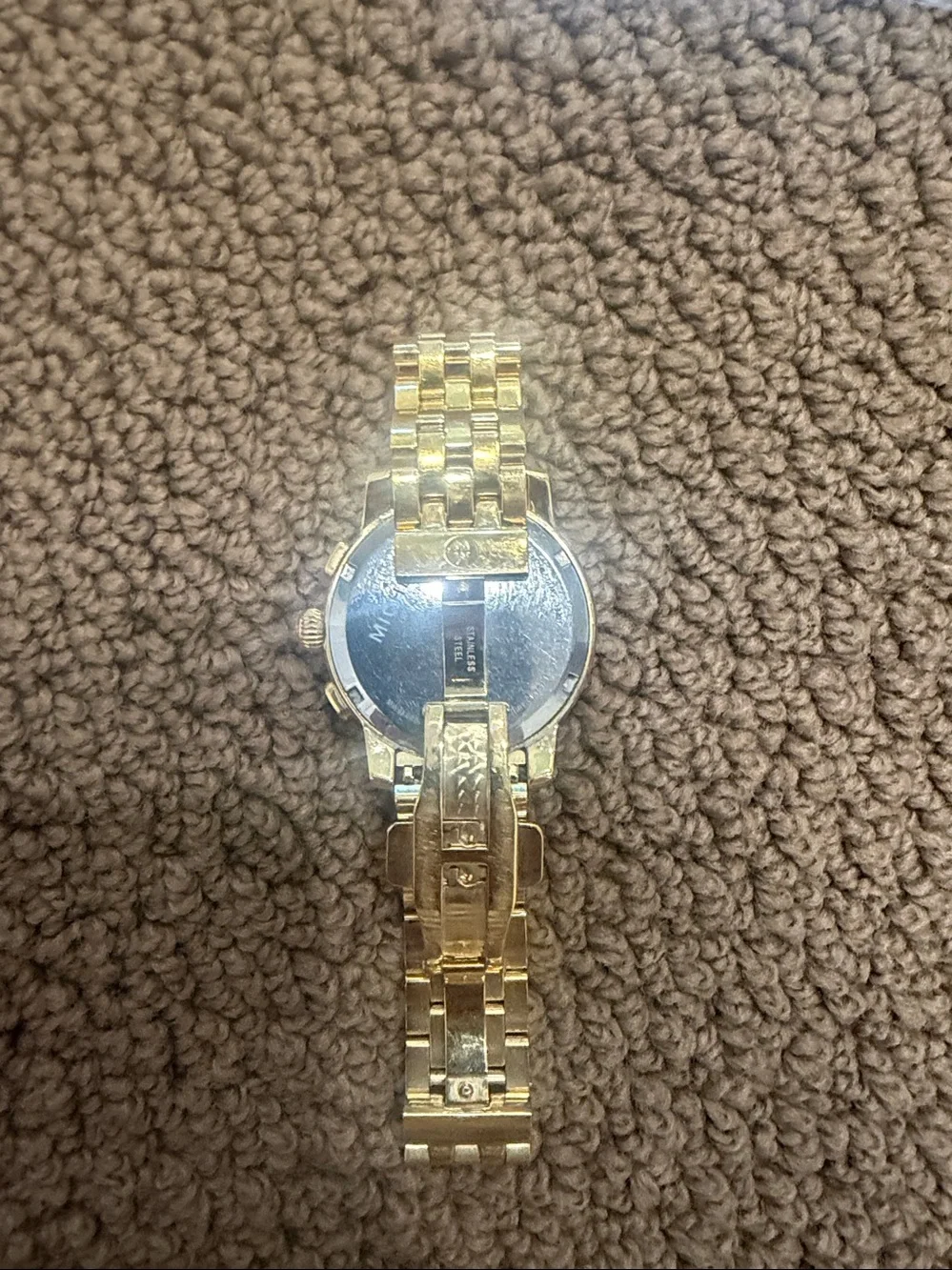 Michele Gold and White Chronograph Bracelet Watch with diamonds